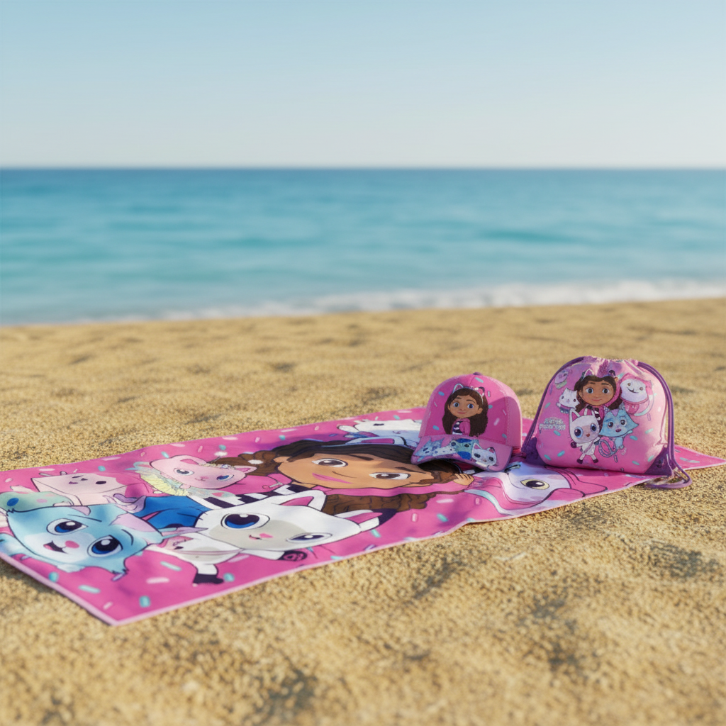 Παιδικό Σετ Gabby’s Dollhouse: Πετσέτα Θαλάσσης, Τσάντα & Καπέλο